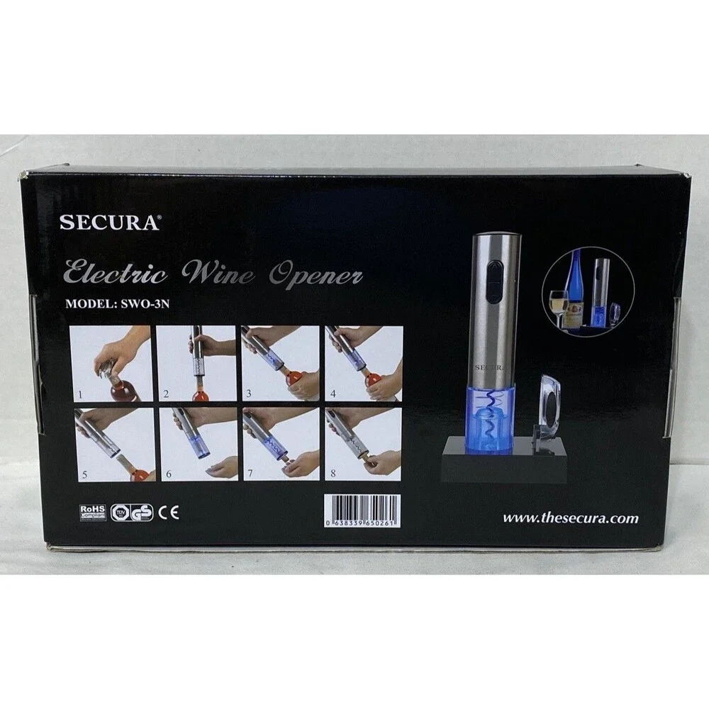 Secura Electric Wine Opener Automatic Electric Wine Bottle Corkscrew With Stand